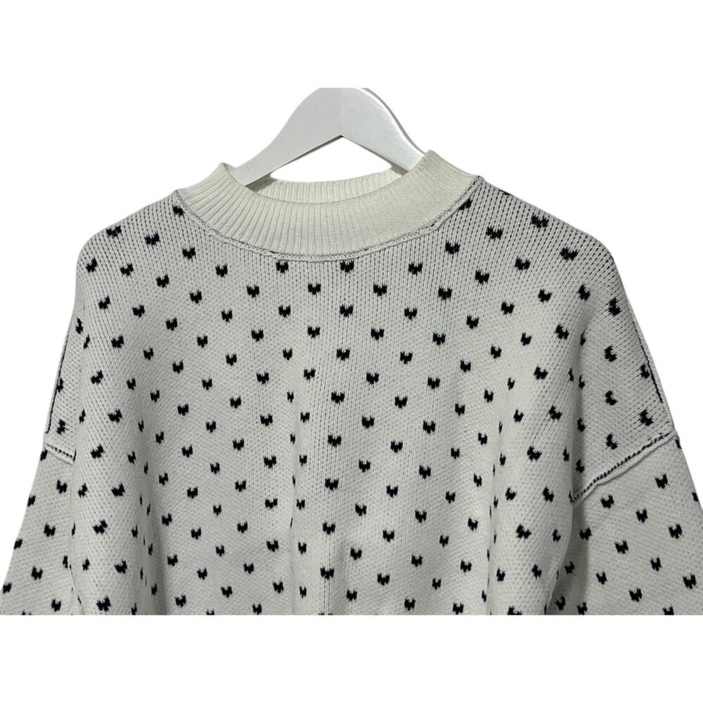 FREE PEOPLE WOMENS SMALL PATTERN EASY STREET CROP PULLOVER SWEATER WHITE NAVY - Picture 7 of 14